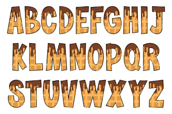 Yapımı Waffle Mektupları Renkli Yaratıcı Sanat Tipografik Tasarımı — Stok Vektör