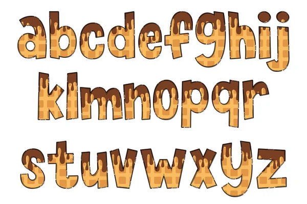 Lettres Gaufres Artisanales Couleur Créatif Art Typographique Design — Image vectorielle