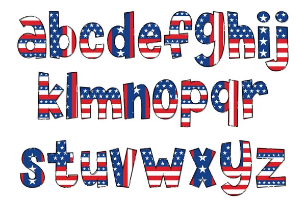 Handgjorda Amerikanska Flaggbrev Färg Kreativ Konst Typografisk Design — Stock vektor