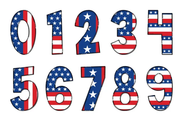 Handgefertigte American Flag Letters Farbe Kreative Kunst Typografisches Design — Stockvektor