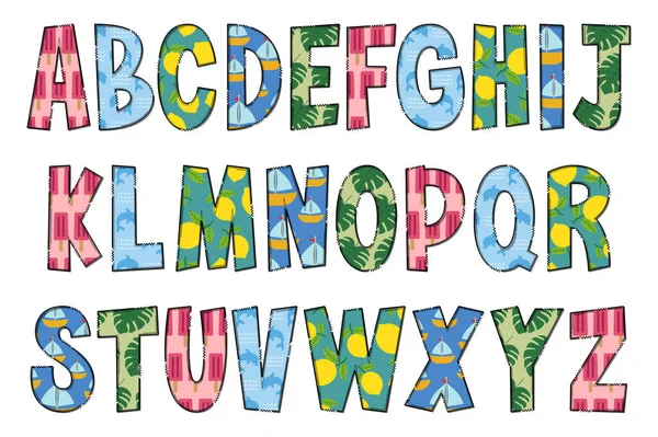 Yapımı Yaz Mektupları Renkli Yaratıcı Sanat Tipografik Tasarımı — Stok Vektör