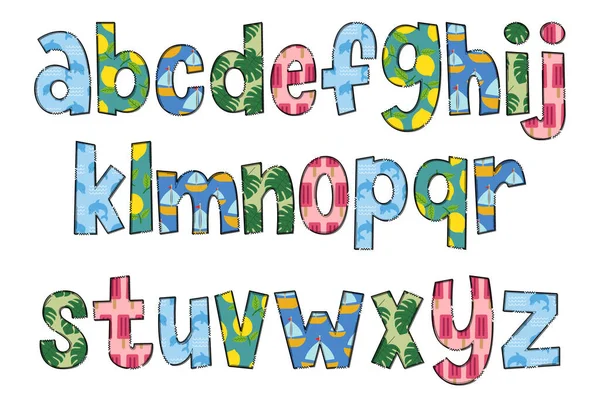 手工制作的夏季信件 彩色创意艺术字体设计 — 图库矢量图片