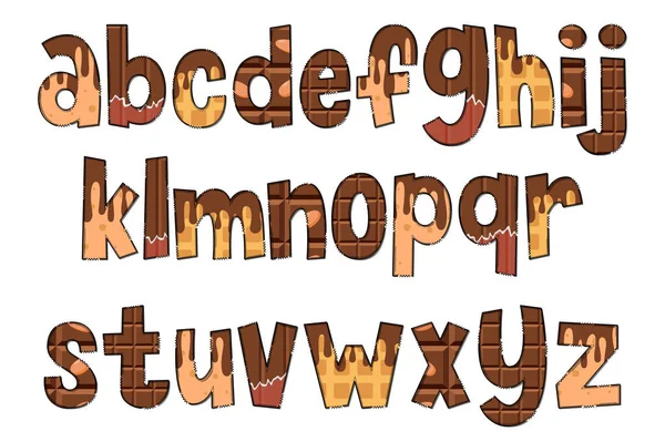 Lettres Artisanales Chocolat Couleur Créatif Art Typographique Design — Image vectorielle