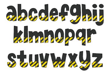 El yapımı İnşaat Mektupları. Renkli Yaratıcı Sanat Tipografik Tasarımı