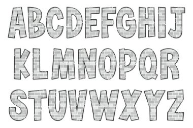 El yapımı Beyaz Tuğla Mektuplar. Renkli Yaratıcı Sanat Tipografik Tasarımı