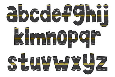 El yapımı Düz Asfalt Harfler. Renkli Yaratıcı Sanat Tipografik Tasarımı
