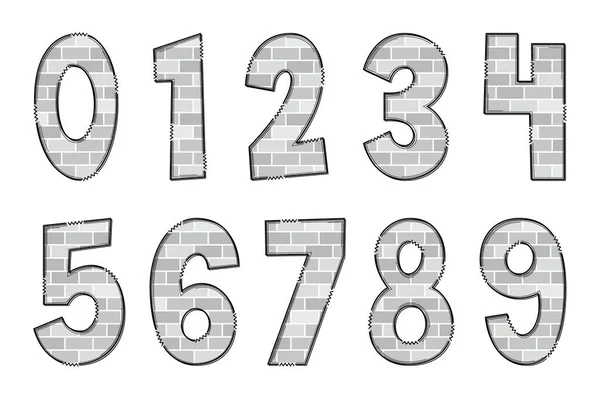 화이트 White Brick Numbers 크리에이티브 타이포그래피 디자인 — 스톡 벡터