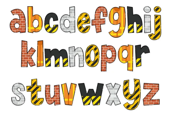 Lettres Construction Artisanale Couleur Créatif Art Typographique Design — Image vectorielle