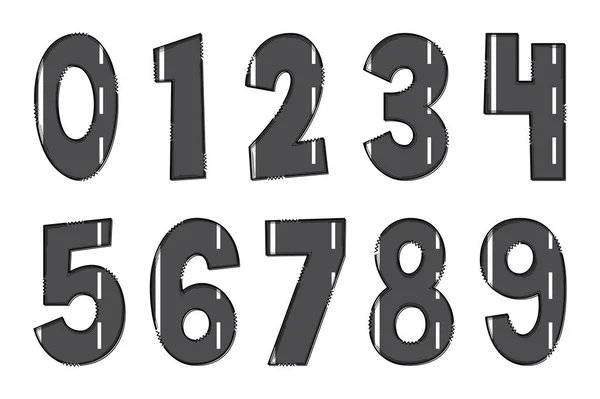 Handgefertigte Autobahnnummern Farbe Kreative Kunst Typografisches Design — Stockvektor