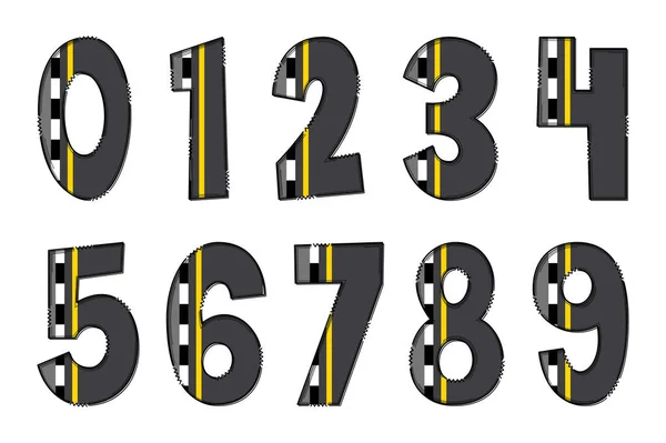 Números Acera Hechos Mano Color Arte Creativo Diseño Tipográfico — Vector de stock