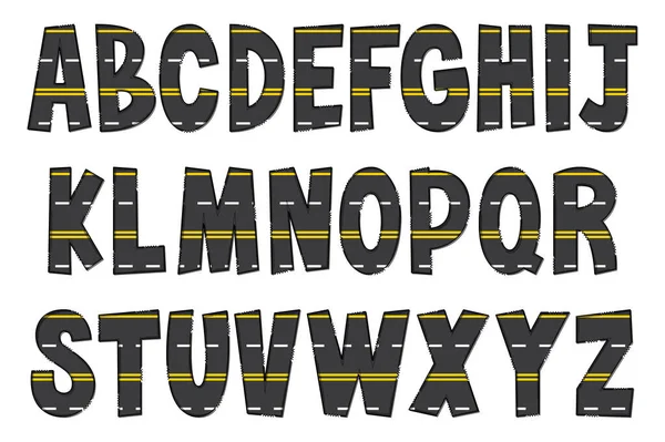 Lettres Asphalte Droites Faites Main Couleur Créatif Art Typographique Design — Image vectorielle