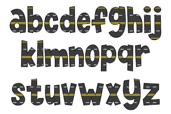 Handgefertigte Geradlinige Asphaltbuchstaben Farbe Kreative Kunst Typografisches Design — Stockvektor