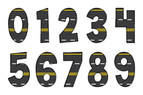 Números Asfalto Rectos Hechos Mano Color Arte Creativo Diseño Tipográfico — Vector de stock