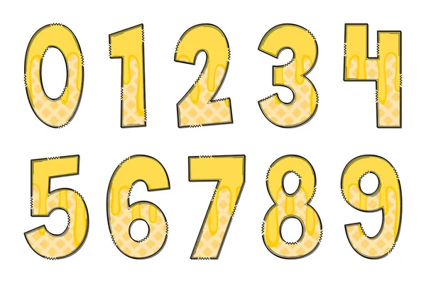 Numéros Gaufrettes Fromage Artisanal Couleur Créatif Art Typographique Design — Image vectorielle