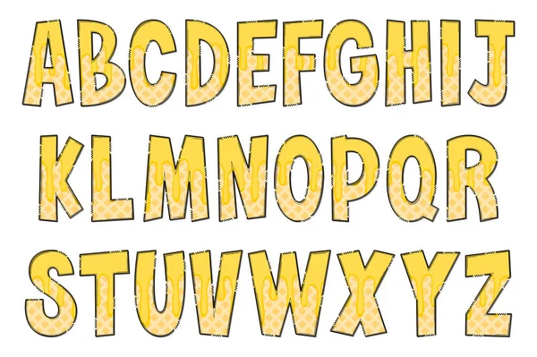 Handgemaakte Cheese Wafer Letters Kleur Creatieve Kunst Typografisch Ontwerp — Stockvector