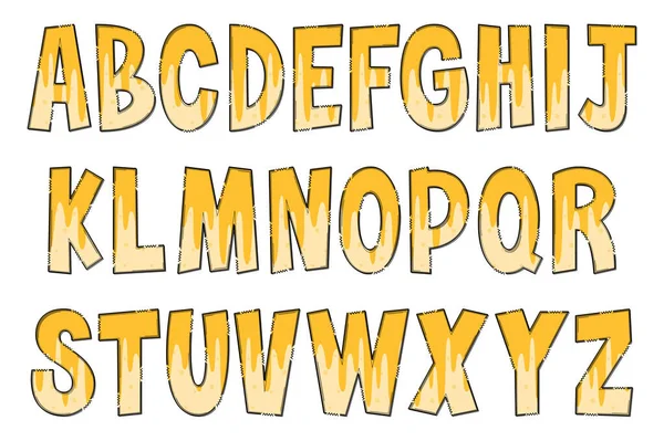 Handgefertigte Käsekuchenbriefe Farbe Kreative Kunst Typografisches Design — Stockvektor