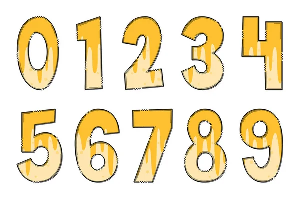 Números Pastel Queso Hechos Mano Color Arte Creativo Diseño Tipográfico — Vector de stock