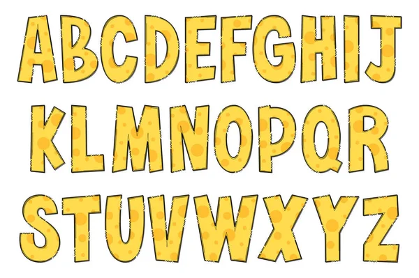 Ručně Vyráběné Sýrové Písmena Typografický Design Barevného Kreativního Umění — Stockový vektor
