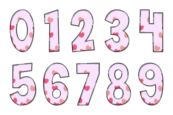 Handgefertigte Rosa Liebesnummern Farbe Kreative Kunst Typografisches Design — Stockvektor