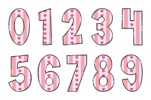 Handgefertigte Einfache Liebesnummern Farbe Kreative Kunst Typografisches Design — Stockvektor