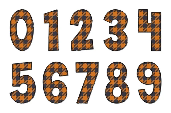 愛らしい手作りタータン秋の番号セット — ストックベクタ