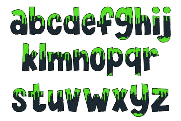 Adorable Handcrafted Green Slime Font Set — Stock Vector