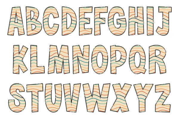 Adorable Handcrafted Groovy Wave Font Set — Wektor stockowy