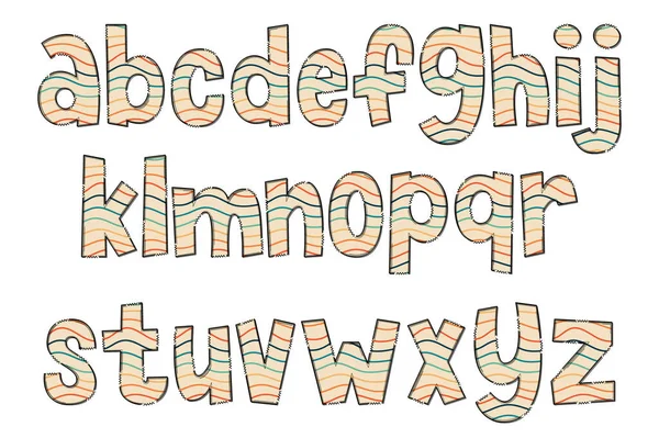Schattig Handgemaakt Groovy Wave Lettertype Set — Stockvector