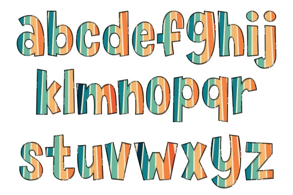 Набор Шрифтов Adorable Handcrafted Groovy Rainbow — стоковый вектор