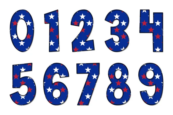 Rozkošné Ručně Vyráběné Americké Vlajky Číslo Sada — Stockový vektor