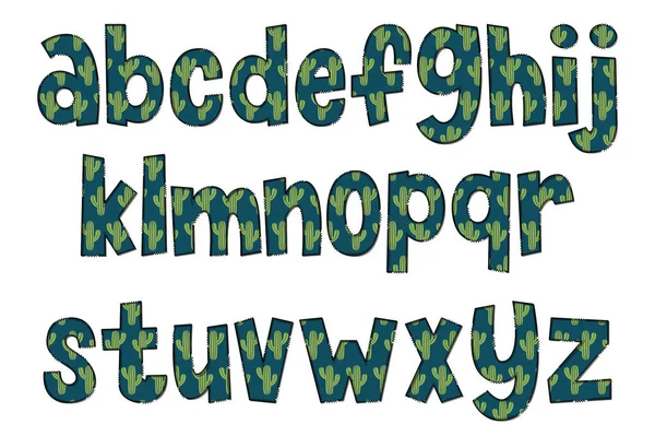 Schattige Handgemaakte Cactus Lettertype Set — Stockvector