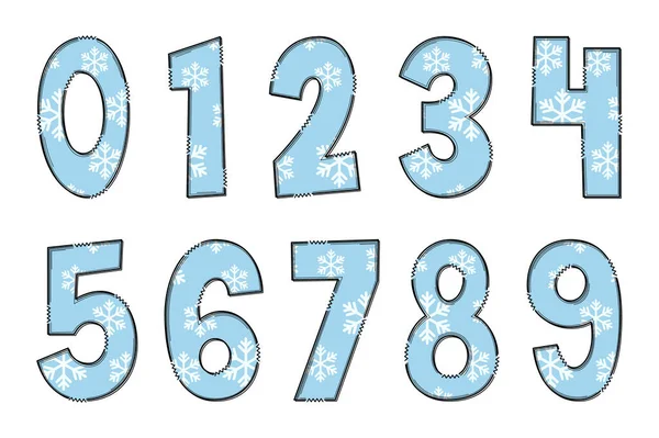Handgefertigte Winterzeit Nummer Farbe Kreative Kunst Typografisches Design — Stockvektor