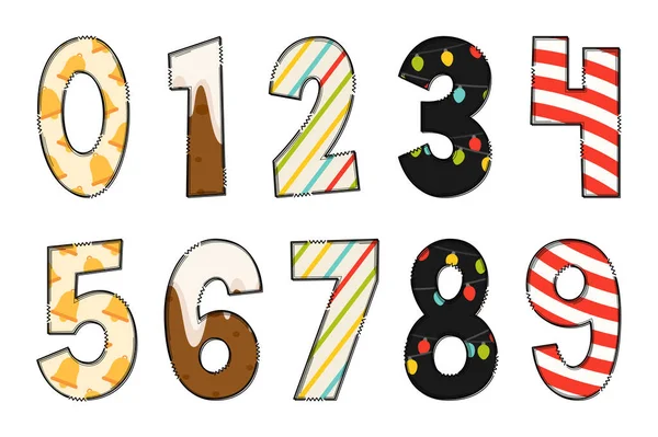 Handgefertigte Merry Christmas Number Farbe Kreative Kunst Typografisches Design — Stockvektor
