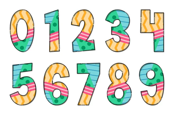 Numero Geometrico Multicolore Artigianale Colore Arte Creativa Design Tipografico — Vettoriale Stock