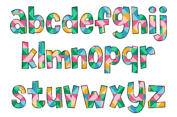 Cartas Geométricas Multicoloridas Artesanais Cor Arte Criativa Design Tipográfico — Vetor de Stock