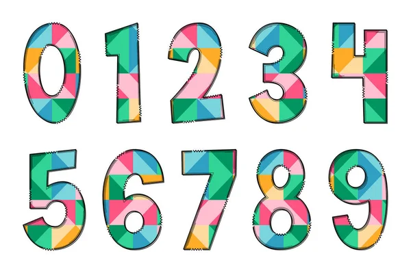Многоцветный Геометрический Номер Ручной Работы Color Creative Art Типографический Дизайн — стоковый вектор