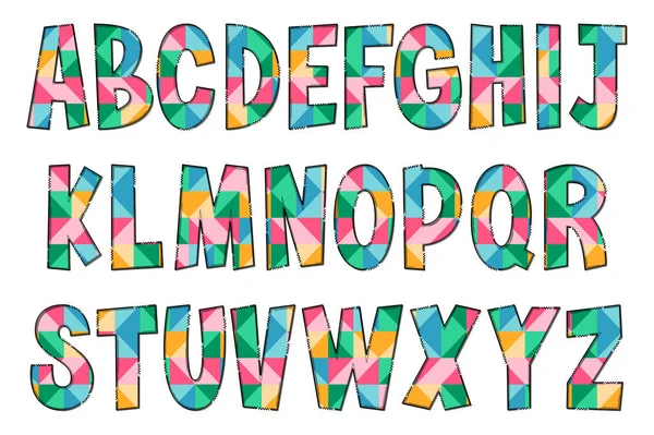 Lettres Géométriques Multicolores Artisanales Couleur Créatif Art Typographique Design — Image vectorielle