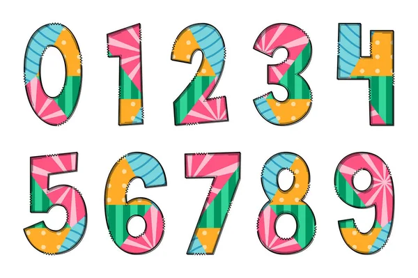 Handgefertigte Mehrfarbige Geometrische Zahl Farbe Kreative Kunst Typografisches Design — Stockvektor
