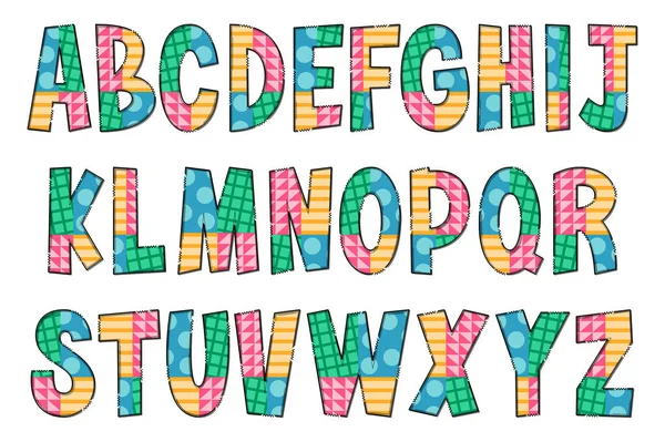Lettres Géométriques Multicolores Artisanales Couleur Créatif Art Typographique Design — Image vectorielle