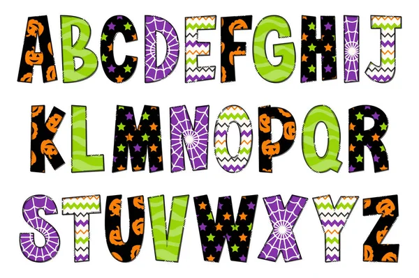 Lettres Fête Halloween Artisanales Couleur Créatif Art Typographique Design — Image vectorielle