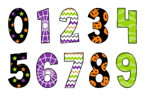 Número Festa Halloween Artesanal Cor Arte Criativa Design Tipográfico — Vetor de Stock