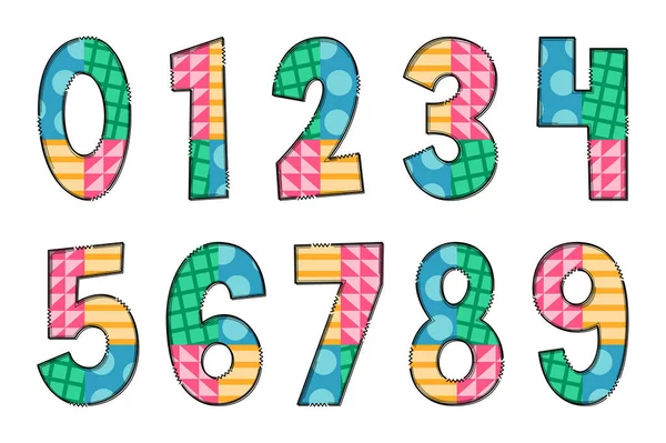 Numéro Géométrique Multicolore Artisanal Couleur Créatif Art Typographique Design — Image vectorielle