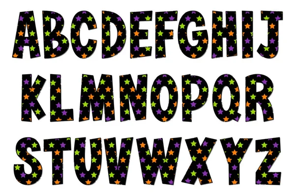 Ručně Vytvořené Halloween Party Letters Typografický Design Barevného Kreativního Umění — Stockový vektor