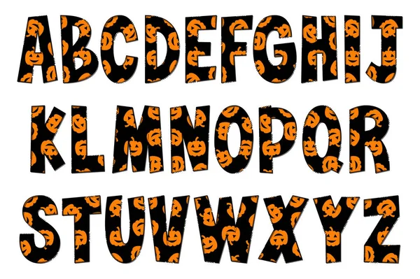 Lettres Fête Halloween Artisanales Couleur Créatif Art Typographique Design — Image vectorielle