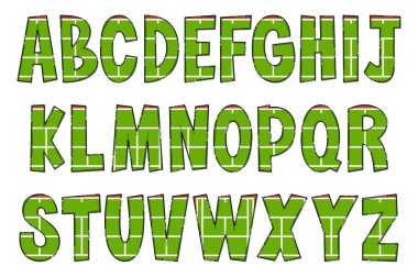 El yapımı Spor Sahası Mektupları. Renkli Yaratıcı Sanat Tipografik Tasarımı