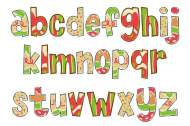 El yapımı Noel Kurabiyesi Mektupları. Renkli Yaratıcı Sanat Tipografik Tasarımı