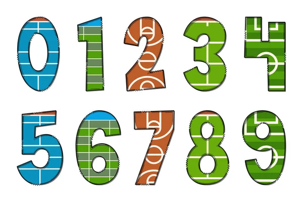 Handcrafted Sports Fields Number Color Creative Art Typographic Design — Stock Vector