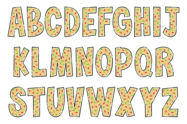 Ręcznie Robione Świąteczne Listy Ciasteczkowe Color Creative Art Projektowanie Typograficzne — Wektor stockowy