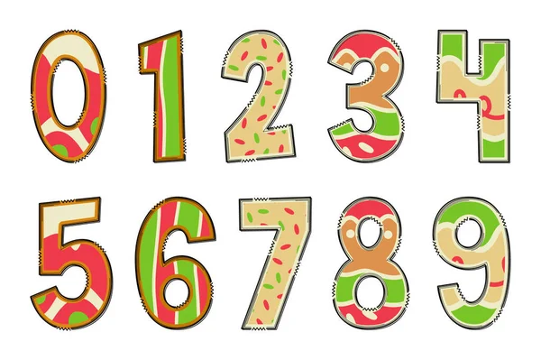 Ručně Dělané Vánoční Sušenky Číslo Typografický Design Barevného Kreativního Umění — Stockový vektor