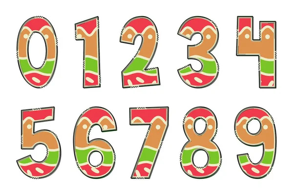 Numéro Biscuit Noël Artisanal Couleur Créatif Art Typographique Design — Image vectorielle